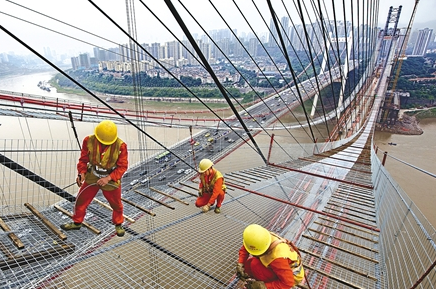 橋梁工程貓道搭建用卷揚機牽引作業